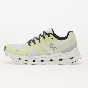 On Running women’s white sneakers with dark grey laces and neon yellow details